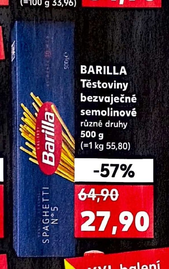 BARILLA Těstoviny bezvaječné semolinové 500 g