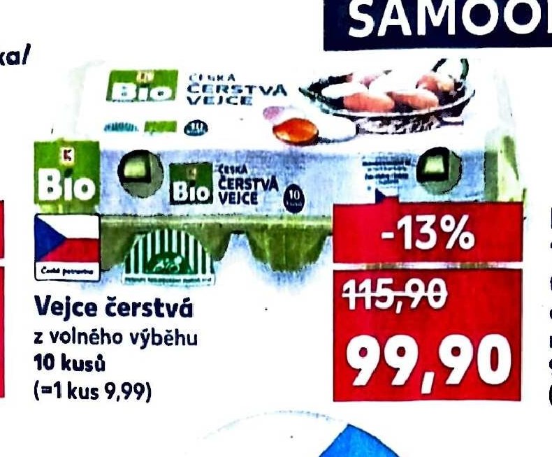 Vejce čerstvá z volného výběhu 10 kusů