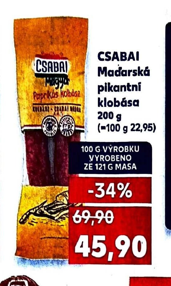 CSABAI Maďarská pikantní klobása 200 g