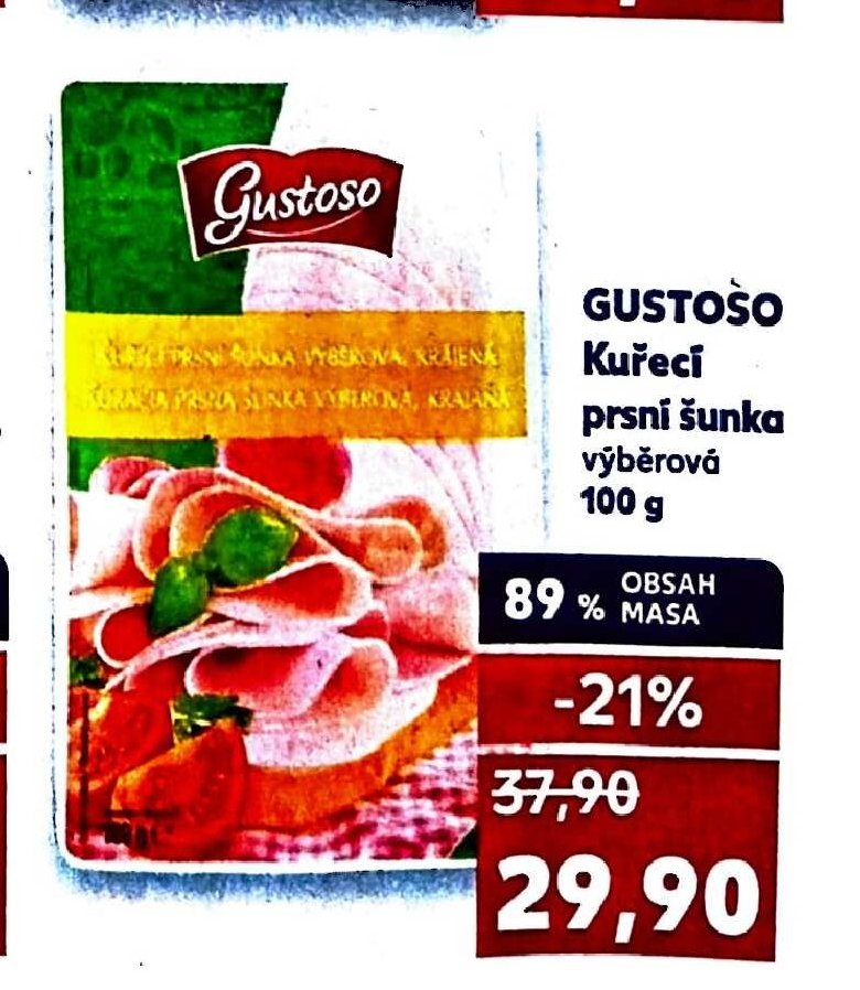 GUSTOSO Kuřecí prsní šunka výběrová 100 g