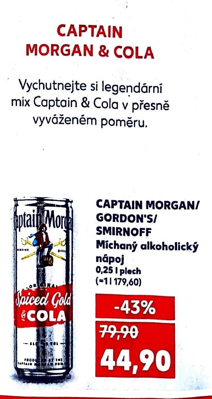 CAPTAIN MORGAN / GORDON'S / SMIRNOFF Míchaný alkoholický nápoj