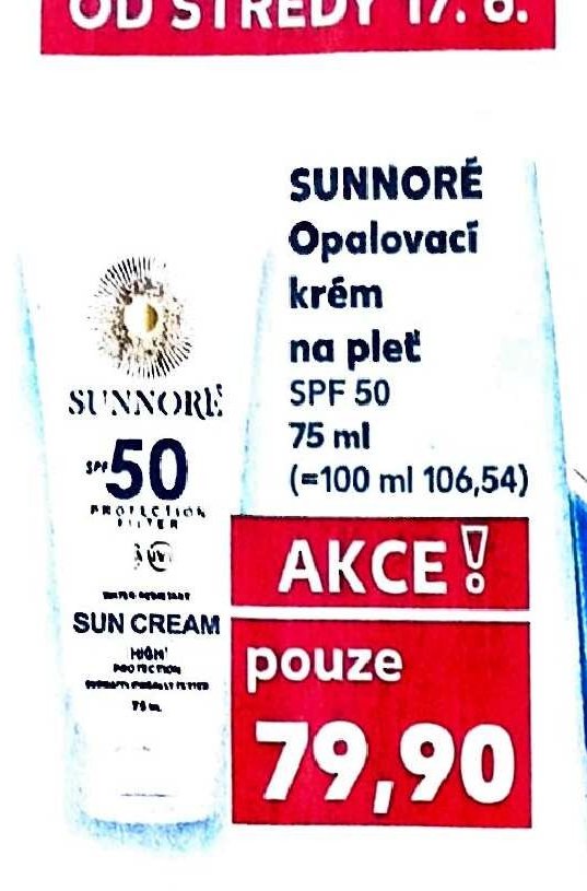 SUNNORÉ Opalovací krém na pleť SPF 50