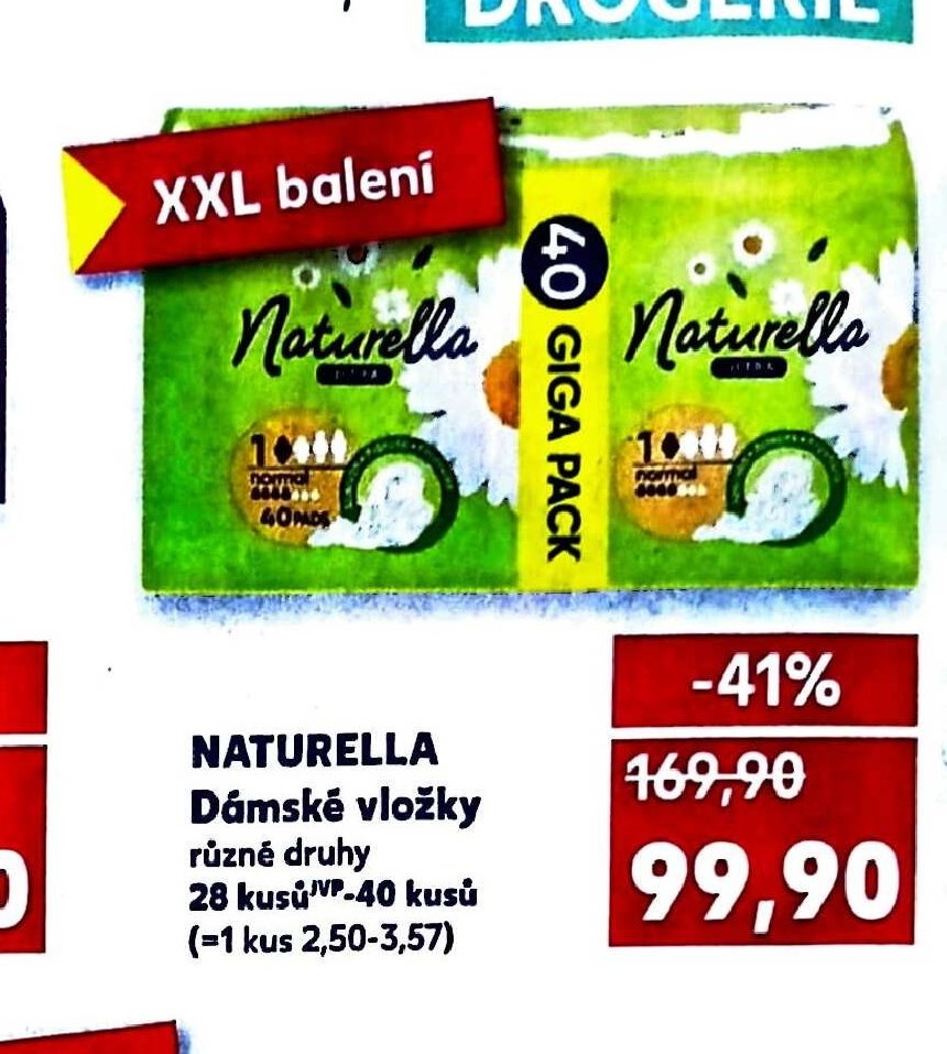 NATURELLA Dámské vložky různé druhy 28-40 kusů