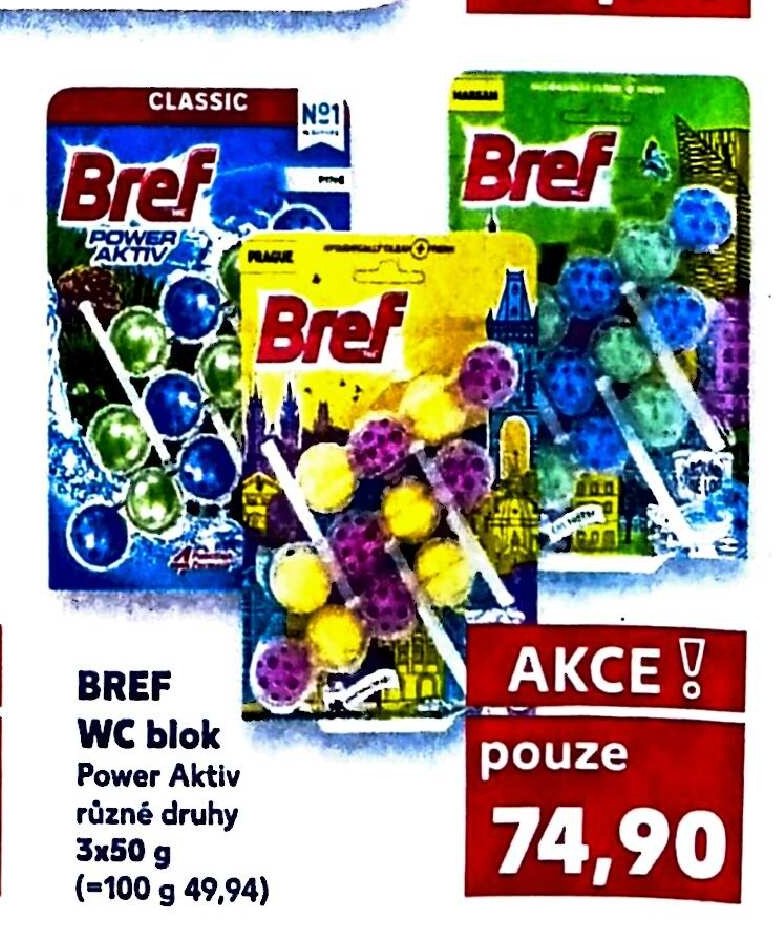 BREF WC blok Power Aktiv různé druhy 3x50 g