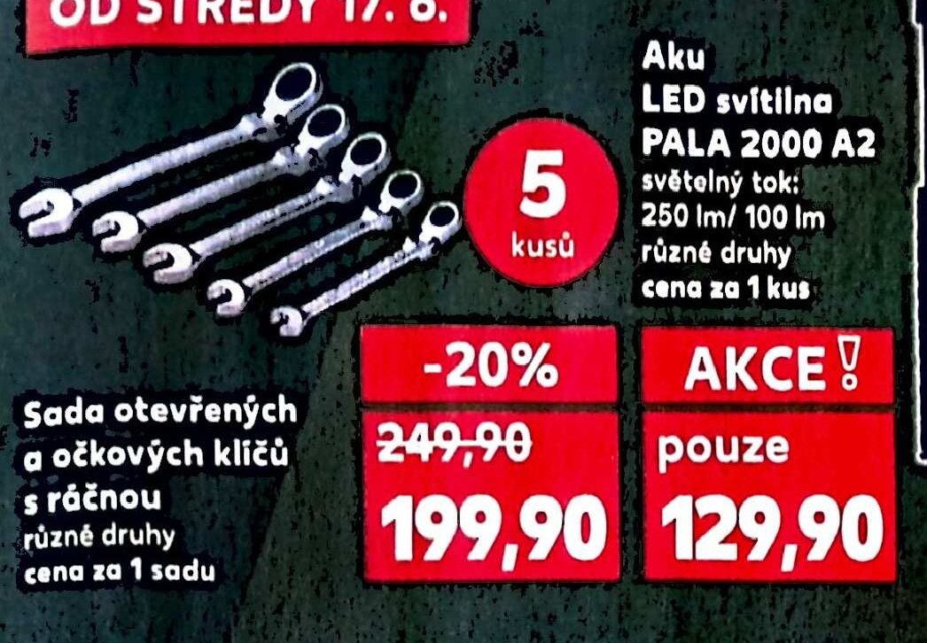 Sada otevřených a očkových klíčů s ráčnou