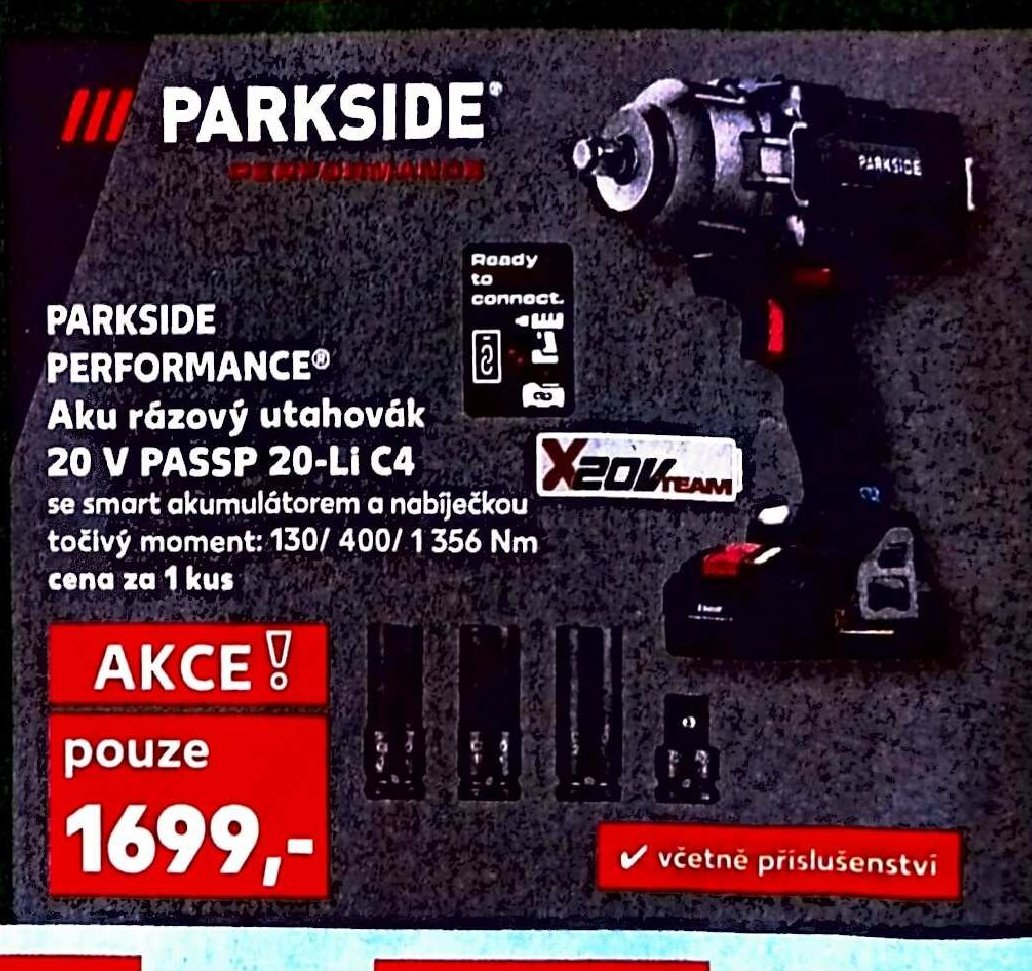 PARKSIDE PERFORMANCE Aku rázový utahovák 20 V PASSP 20-Li C4
