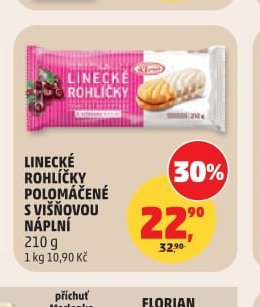 LINECKÉ ROHLIČKY POLOMÁČENÉ S VIŠŇOVOU NÁPLNÍ