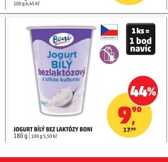 Jogurt bílý bez laktózy Boni
