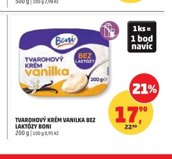 Tvarohový krém vanilka bez laktózy Boni