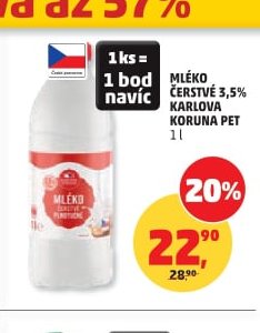 Mléko čerstvé 3,5% Karlova Koruna 1 l