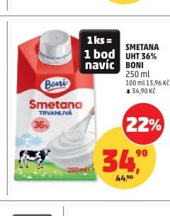 Smetana trvanlivá Boni 250 ml