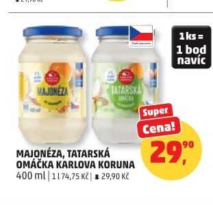 Majonéza, tatarská omáčka Karlova Koruna 400 ml