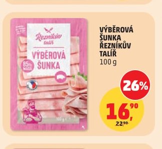 VÝBĚROVÁ ŠUNKA ŘEZNÍKŮV TALÍŘ 100 g