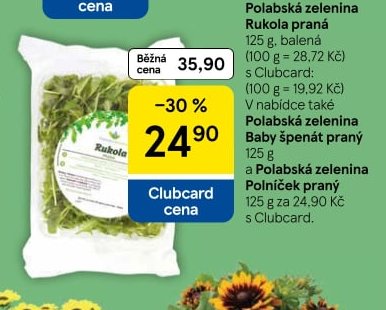 Polabská zelenina Rukola praný / Baby špenát praný