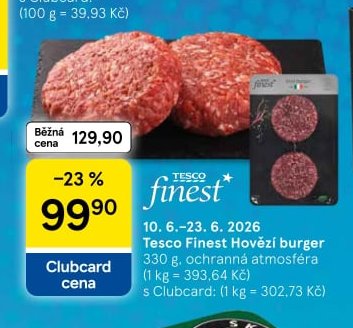 Tesco Finest Hovězí burger 330 g