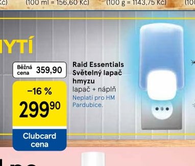 Raid Essentials Světelný lapač hmyzu lapač + náplň