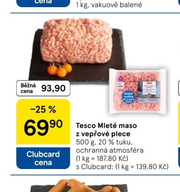 Tesco Mleté maso z vepřové plece