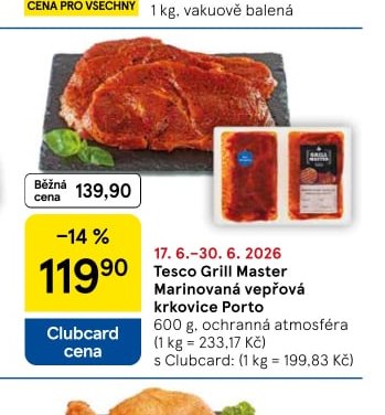 Tesco Grill Master Marinovaná vepřová krkovice Porto