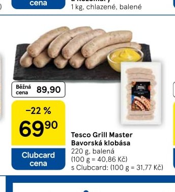 Tesco Grill Master Bavorská klobása