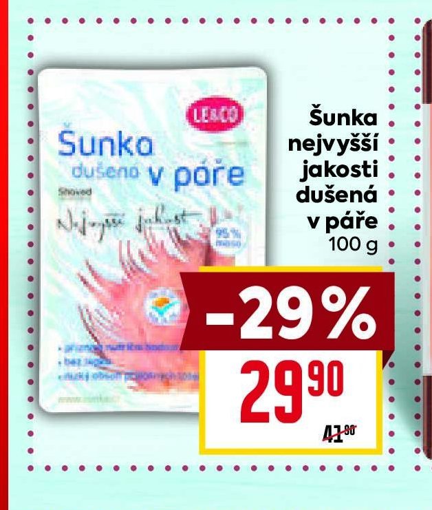 Šunka nejvyšší jakosti dušená v páře 100 g