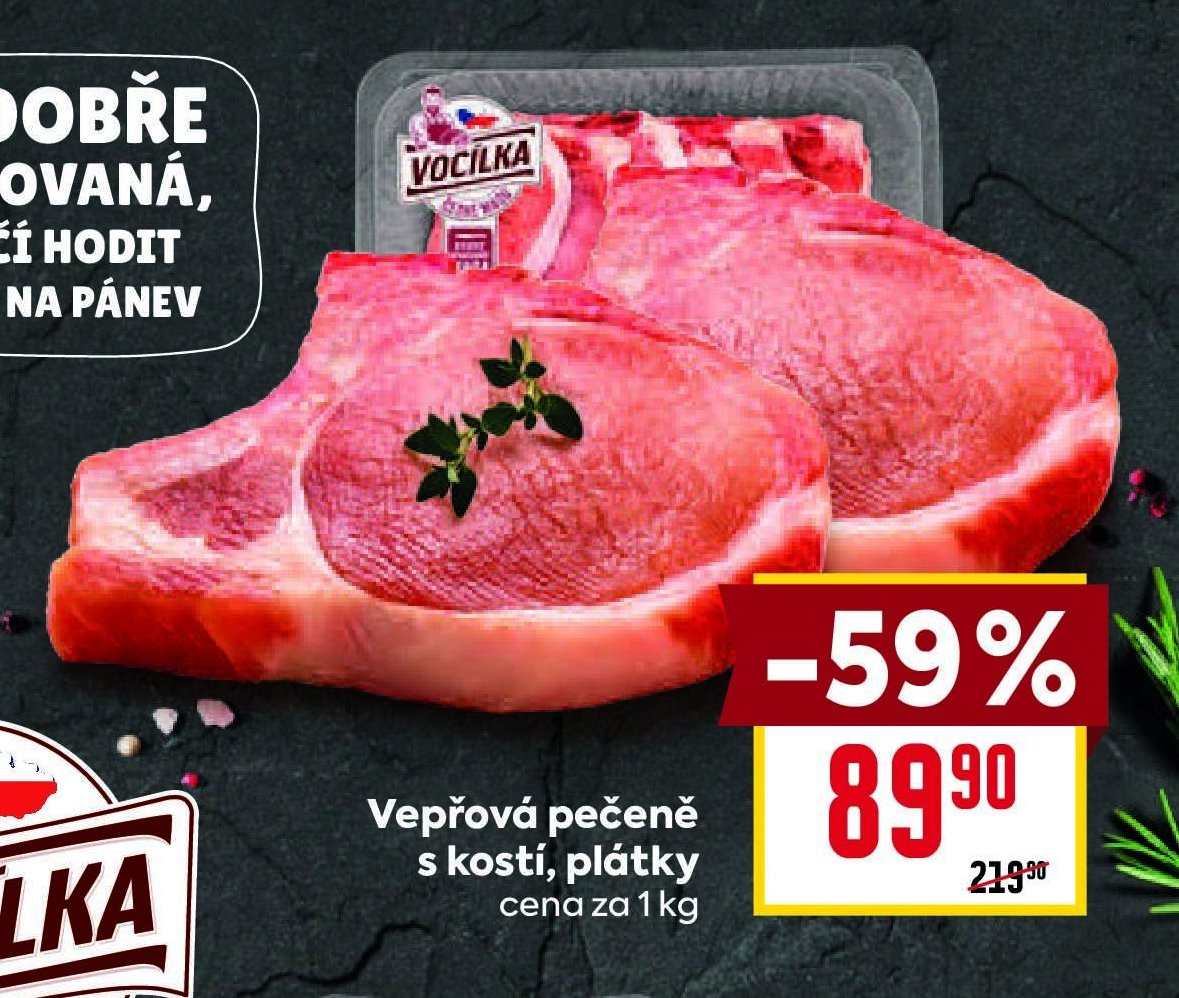 Vepřová pečeně s kostí, plátky
