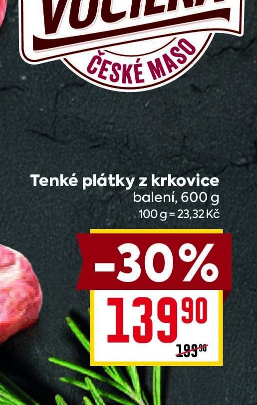 Tenké plátky z krkovice