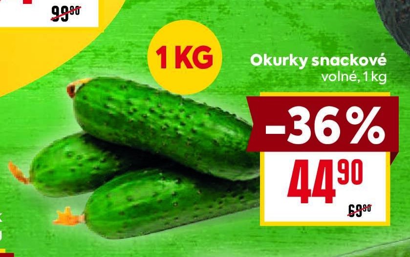 Okurky snackové volné, 1 kg