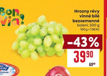 Hrozny révy vinné bílé bezsemenné