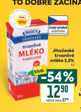 Madeta Jihočeské trvanlivé mléko 3,5%