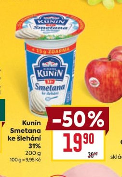 Kunín Smetana ke šlehání 31%