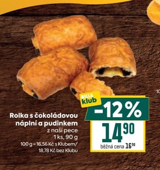 Rolka s čokoládovou náplní a pudinkem z naší pece