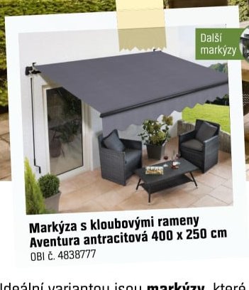 Markýza s kloubovými rameny Aventura antracitová 400 x 250 cm - OBI akcniletaky.com