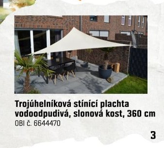 Trojúhelníková stínicí plachta vodoodpudivá, slonová kost, 360 cm - OBI akcniletaky.com