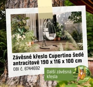 Závěsné křeslo Cupertino šedé antracitové - OBI akcniletaky.com