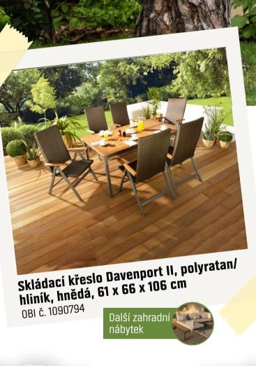 Skládací křeslo Davenport II, polyratan - OBI akcniletaky.com