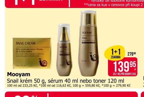 Mooyam Snail krém 50 g, sérum 40 ml nebo toner 120 ml