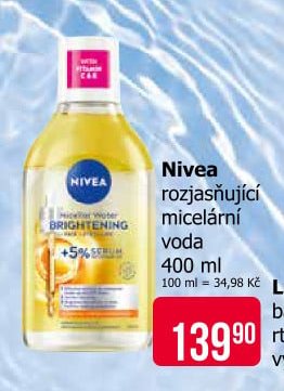 Nivea rozjasňující micelární voda 400 ml