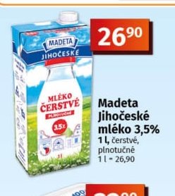 Madeta Jihočeské mléko 3,5%