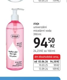 ziaja univerzální micelární voda