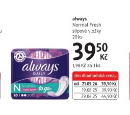 always Normal Fresh slipové vložky
