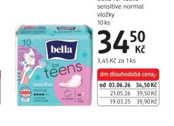 bella for teens sensitive normal vložky