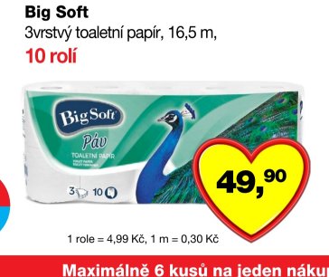 Big Soft 3vrstvý toaletní papír, 10 rolí