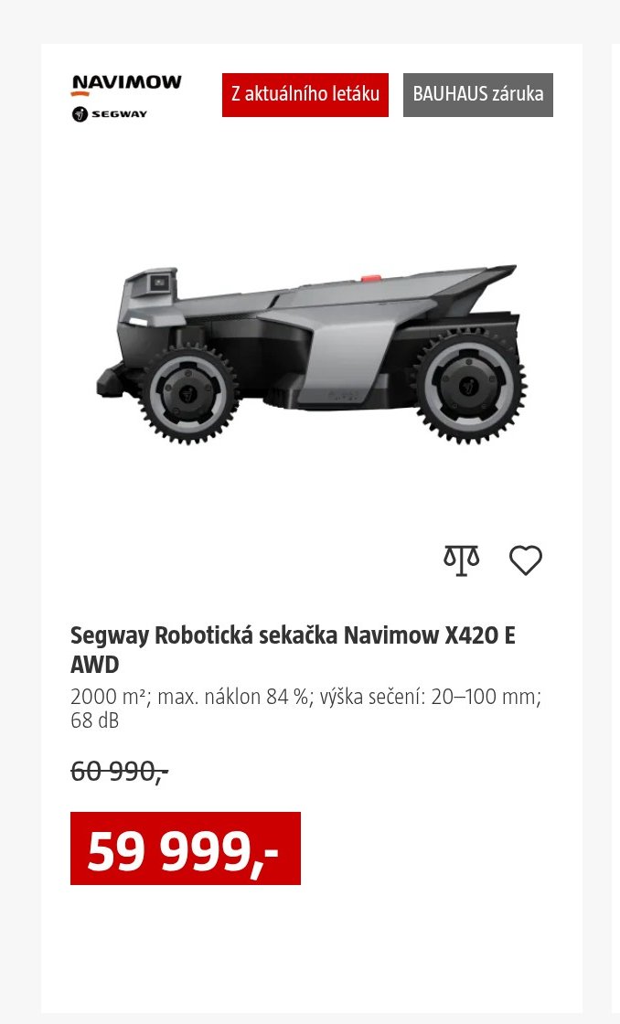 Segway Robotická sekačka Navimow X420 E AWD - BAUHAUS akcniletaky.com
