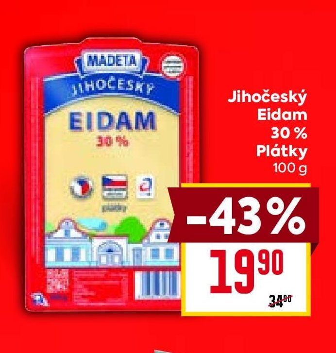 Jihočeský Eidam plátky