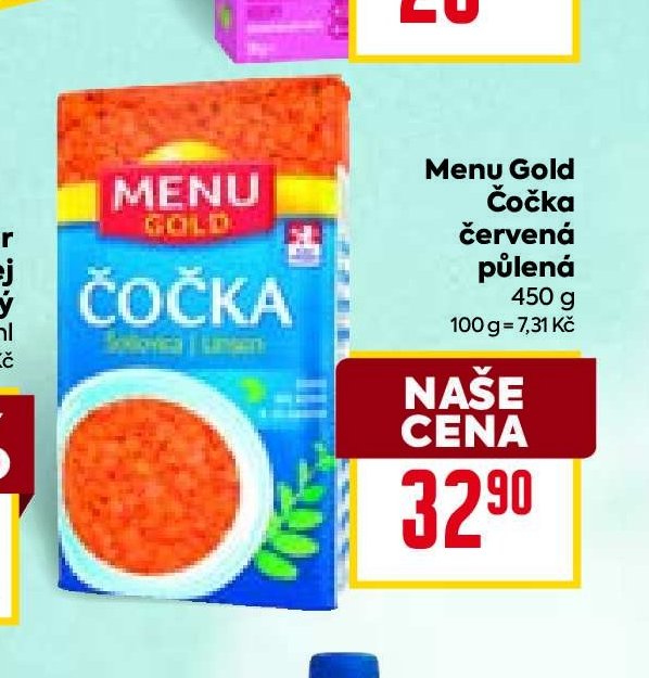 Menu Gold Čočka červená půlená