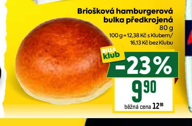 Briošková hamburgerová bulka předkrojená