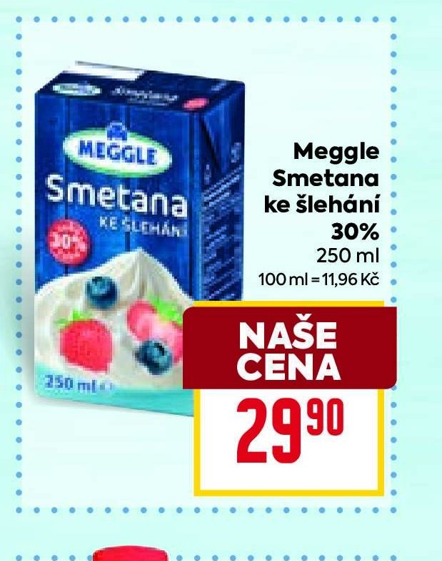 Meggle Smetana ke šlehání 30% 250 ml