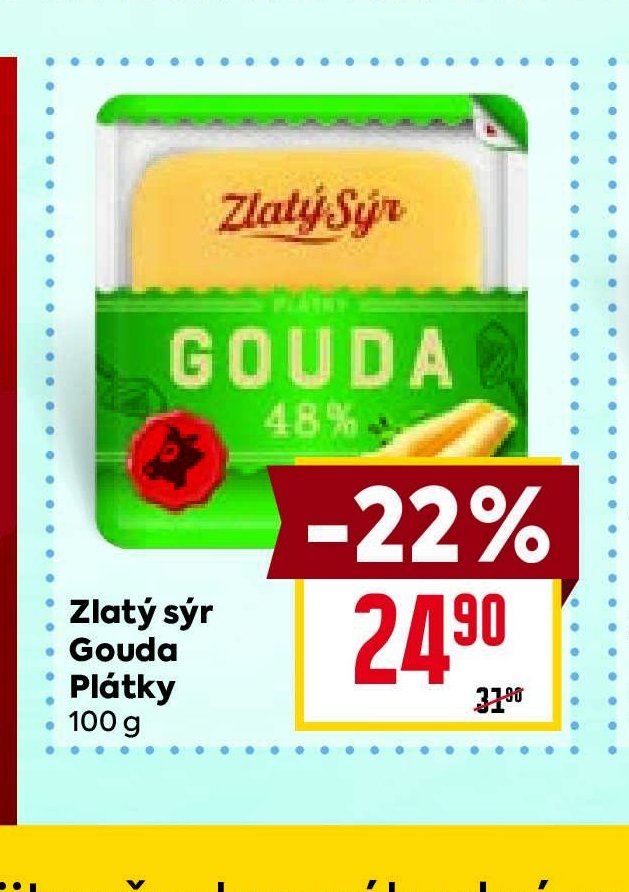 Zlatý sýr Gouda Plátky 100 g