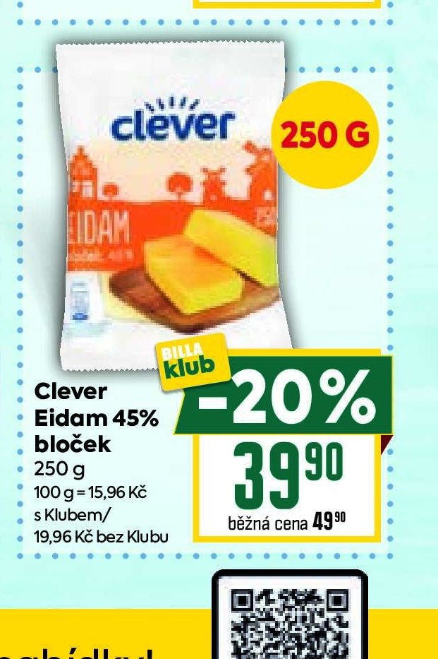 Clever Eidam 45% bloček 250 g