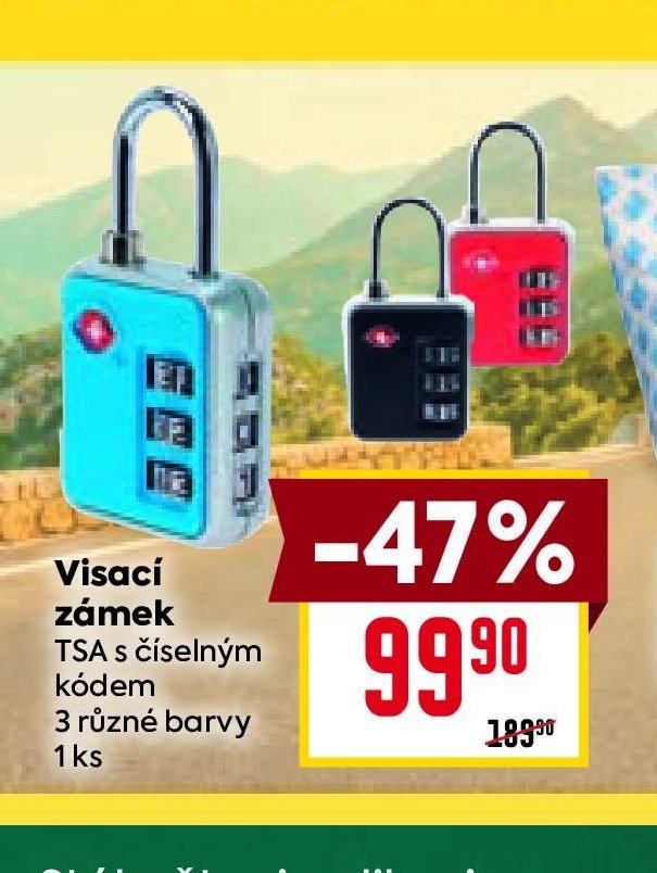 Visací zámek TSA s číselným kódem